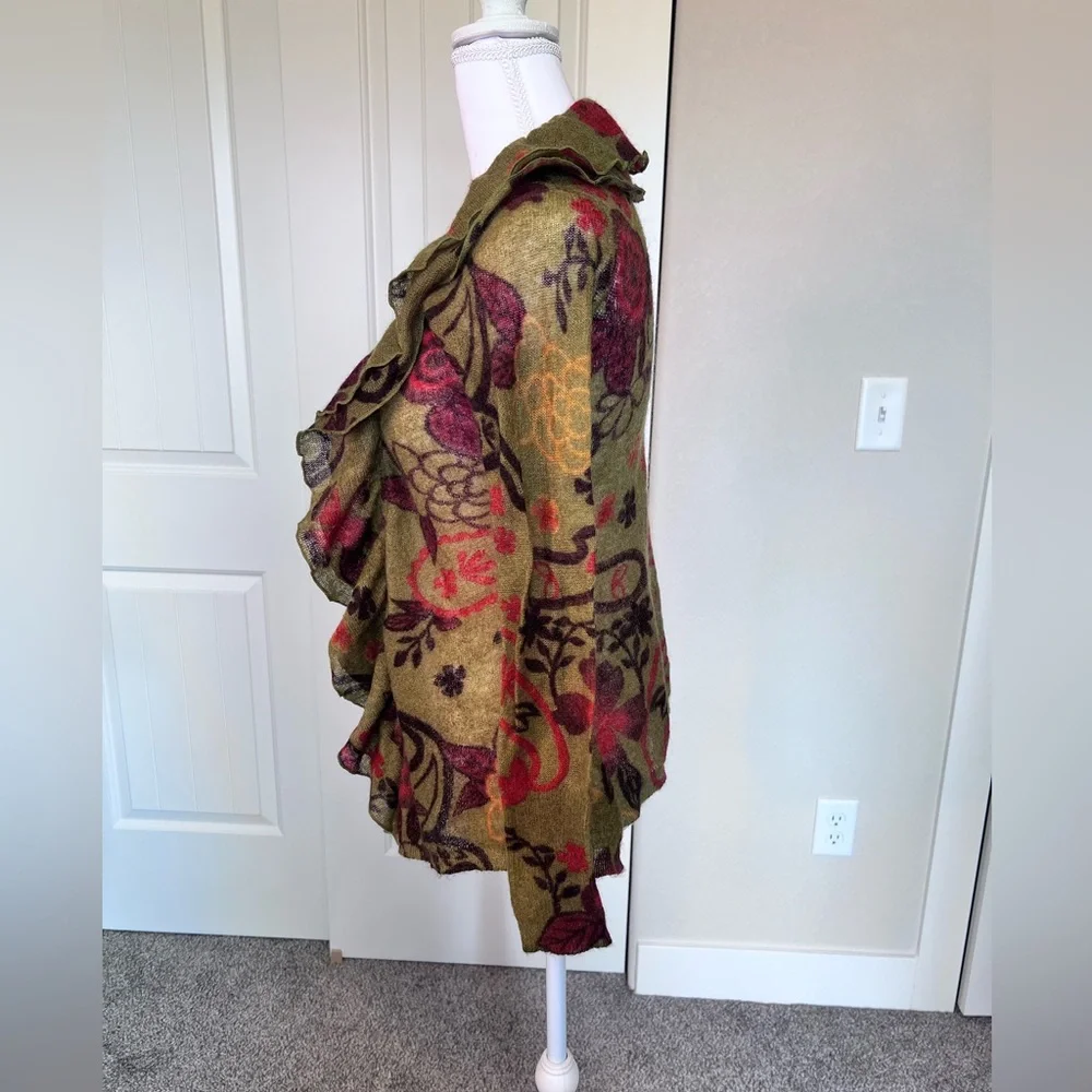 Anthropologie Guinevere Merino wool & mohair blend ruffle cardigan XS - Picture 3 of 9